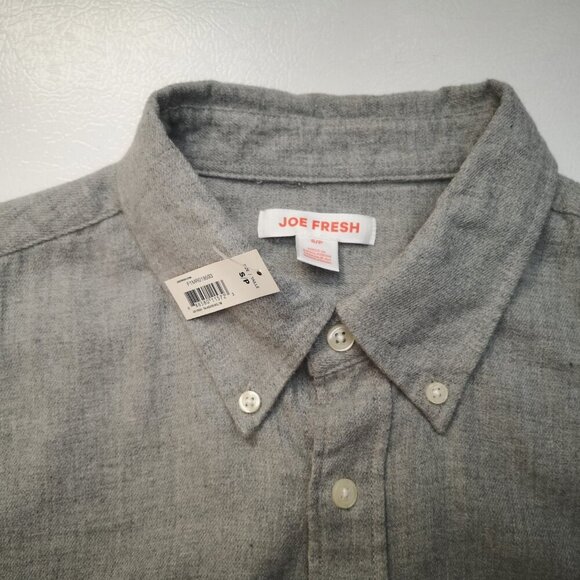 NWT Joe Fresh Men's Size Small Grey Button Front Light Flannel Shirt - Picture 5 of 13